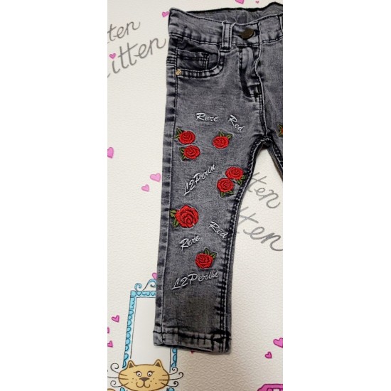 Детски сиви дънки на червени рози