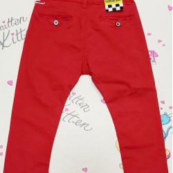 Детски червен дънков панталон с копчета
