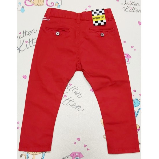 Детски червен дънков панталон с копчета