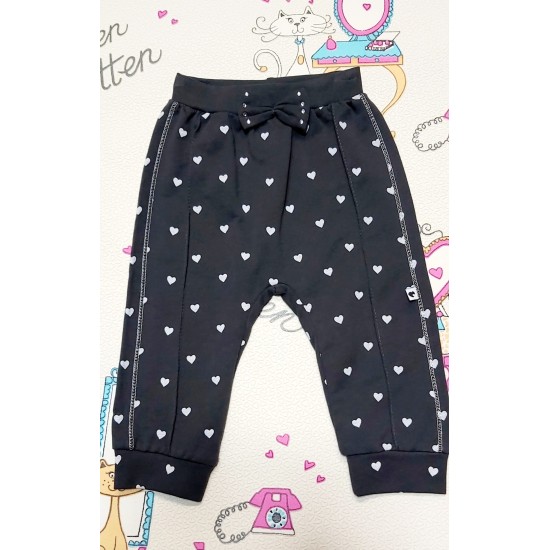 Сиво долнище за момиче на бели сърца