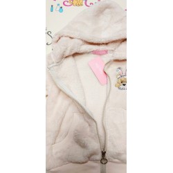 Пухкав суичър/яке в бежово с качулка