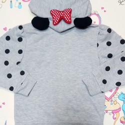 Детски суичър в сиво на точки с ушички лека вата Детски суичър в сиво на точки с ушички лека вата