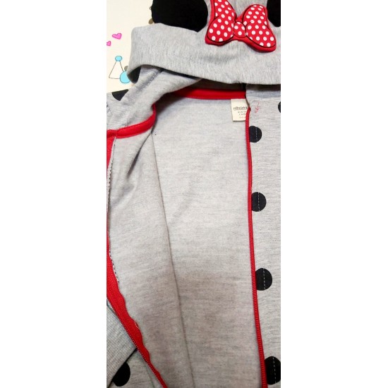 Детски суичър в сиво на точки с ушички лека вата