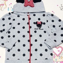 Детски суичър в сиво на точки с ушички лека вата Детски суичър в сиво на точки с ушички лека вата