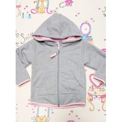 Детски суичър в светло сиво и розово 68см-86см