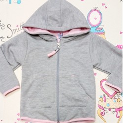 Детски суичър в светло сиво и розово 68см-86см Детски суичър в светло сиво и розово 68см-86см