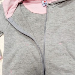 Детски суичър в светло сиво и розово 68см-86см