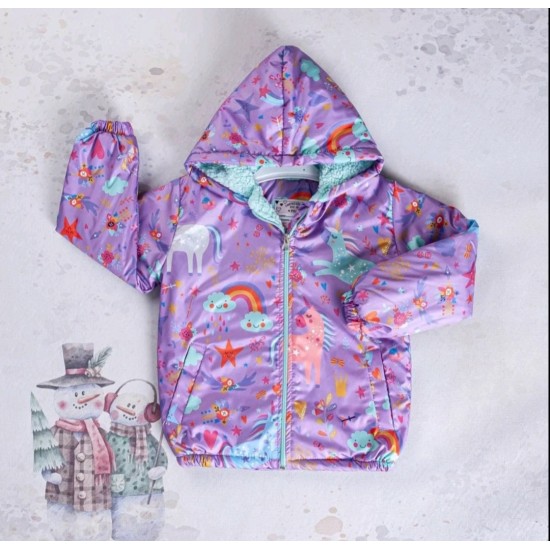 Преходно пролетно есенно яке с подплата в лилаво с Еднорози