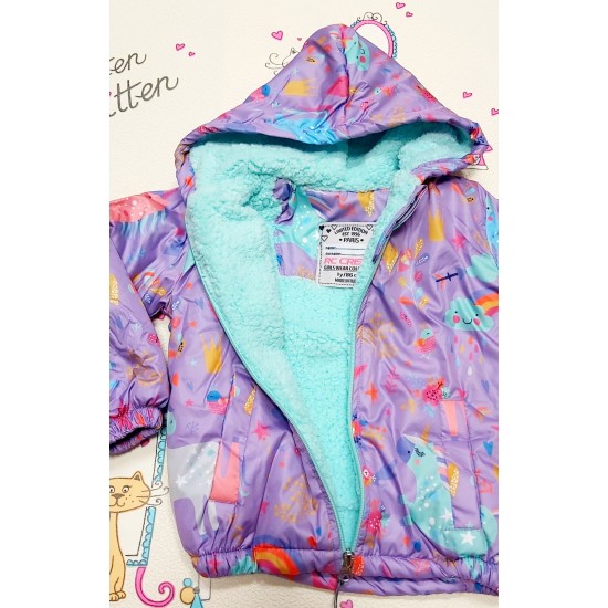 Преходно пролетно есенно яке с подплата в лилаво с Еднорози
