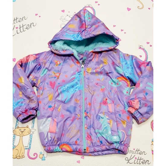 Преходно пролетно есенно яке с подплата в лилаво с Еднорози