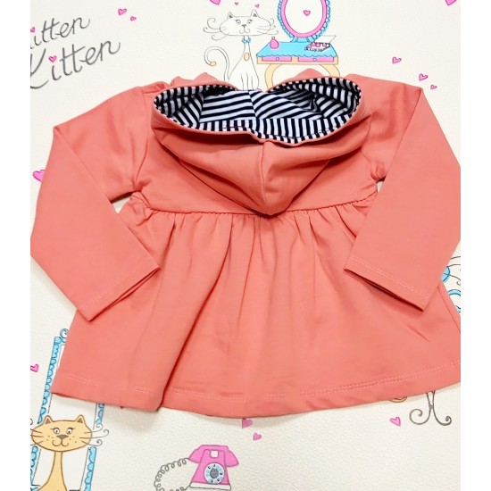 Детски суичър в пепеливо розово с качулка