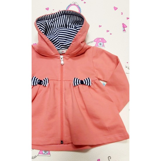 Детски суичър в пепеливо розово с качулка