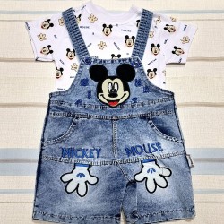 Детски летен дънков гащеризон с блуза със синьо ,,Мики Маус Детски летен дънков гащеризон с блуза със синьо ,,Мики Маус