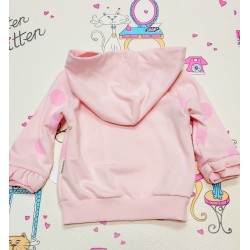 Бебешки суичър в розово на точки с качулка 68см-18см