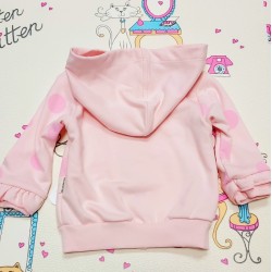 Бебешки суичър в розово на точки с качулка 68см-18см