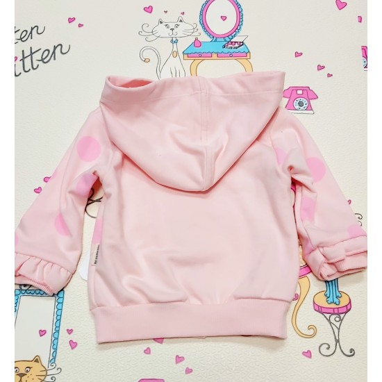 Бебешки суичър в розово на точки с качулка 68см-18см Бебешки суичър в розово на точки с качулка 68см-18см