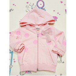 Бебешки суичър в розово на точки с качулка 68см-18см Бебешки суичър в розово на точки с качулка 68см-18см