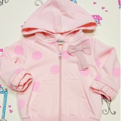 Бебешки суичър в розово на точки с качулка 68см-18см