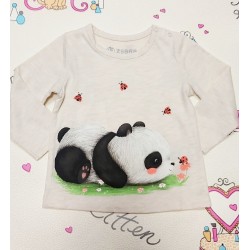Детска блуза с Панда и Калинки в екрю