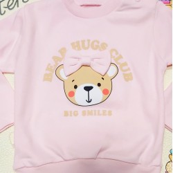 Бебешка блуза в розово с мече и панделка