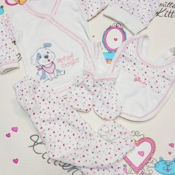 Бебешки комплект за новородено от 5части в бяло и синьо