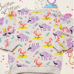 Детска блуза с фламинго и слончета