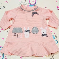 Бебешка рокля в нежно розово със зайчета Бебешка рокля в нежно розово със зайчета