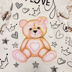 Детска бебешка рокля в бежово с Мече 74см-92см Детска бебешка рокля в бежово с Мече 74см-92см