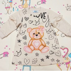 Детска бебешка рокля в бежово с Мече 74см-92см Детска бебешка рокля в бежово с Мече 74см-92см