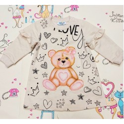 Детска бебешка рокля в бежово с Мече 74см-92см