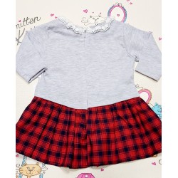 Бебешка рокля в сиво и червено с Мини