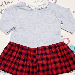 Бебешка рокля в сиво и червено с Мини Бебешка рокля в сиво и червено с Мини