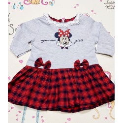 Бебешка рокля в сиво и червено с Мини