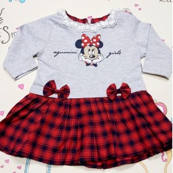 Бебешка рокля в сиво и червено с Мини Бебешка рокля в сиво и червено с Мини