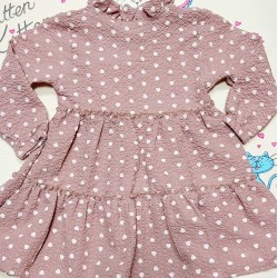 Детска бежова рокля от креп на сърчица Детска бежова рокля от креп на сърчица