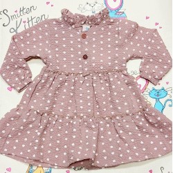 Детска бежова рокля от креп на сърчица