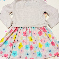 Бежова детска рокля с коте и цветя Бежова детска рокля с коте и цветя