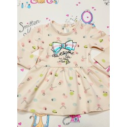 Детска рокля с панделка в кремаво  Awesome