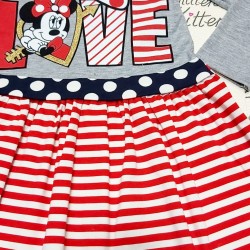 Детска рокля с Мини в червено и сиво LOVE Детска рокля с Мини в червено и сиво LOVE