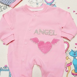 Бебешки розов гащеризон ANGEL с шапка Бебешки розов гащеризон ANGEL с шапка