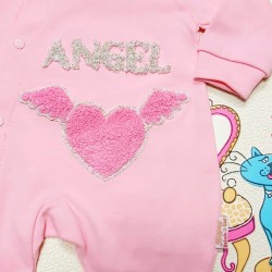 Бебешки розов гащеризон  ANGEL с шапка