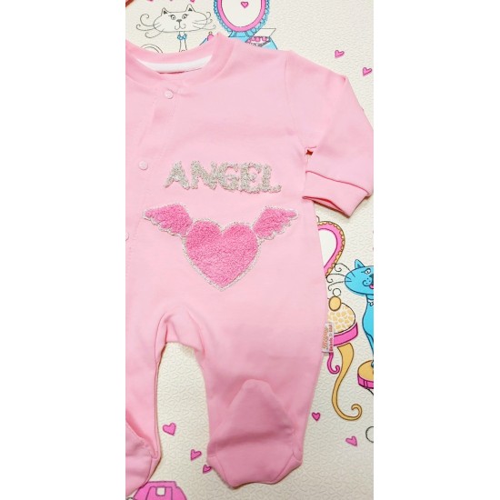 Бебешки розов гащеризон ANGEL с шапка Бебешки розов гащеризон ANGEL с шапка