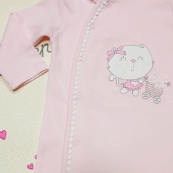 Бебешки гащеризон в розово с коте