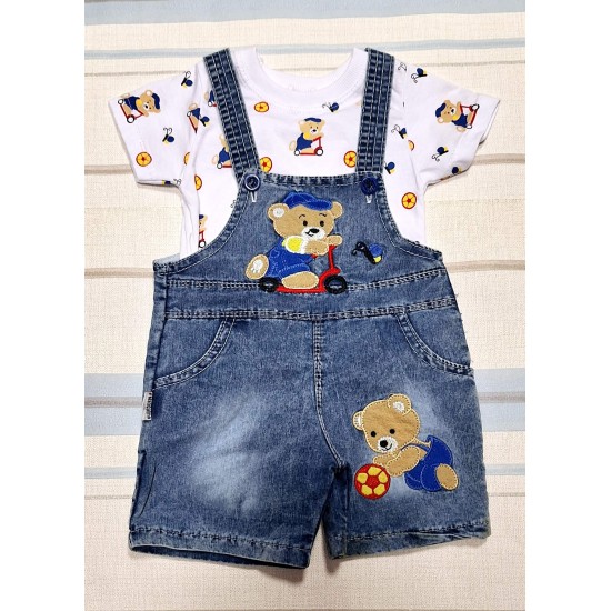 Детски летен дънков гащеризон ,,Мечо футболист