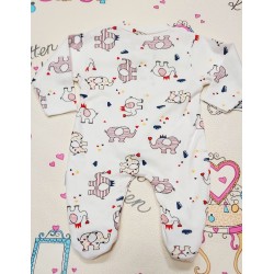 Бебешки гащеризон в бяло със слончета