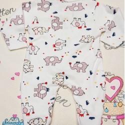 Бебешки гащеризон в бяло със слончета