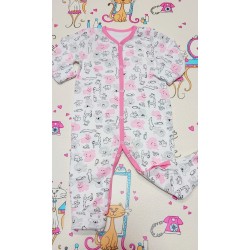 Бебешки гащеризон с диви животни в розово и бяло