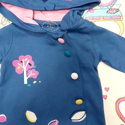 Бебешки гащеризон в тъмносиньо и розово с ушички