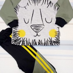 Детски комплект в зелено и сиво с Лъв Детски комплект в зелено и сиво с Лъв