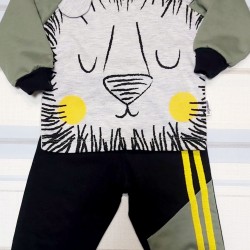 Детски комплект в зелено и сиво с Лъв